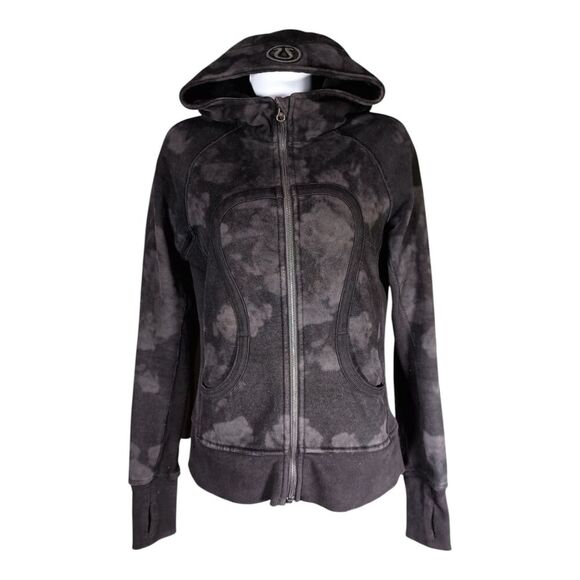 Lululemon Hoodie 6 Womens Black/Grey Scuba Jacket Cotton Hooded Regular Zip Full - Picture 1 of 8